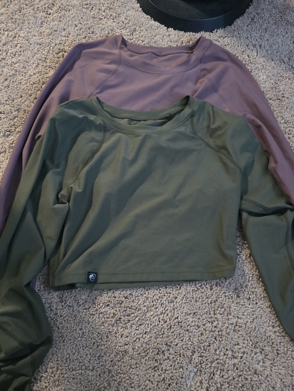 Alphalete One Olive Green And One Lilac Cropped Long-Sleeve Top